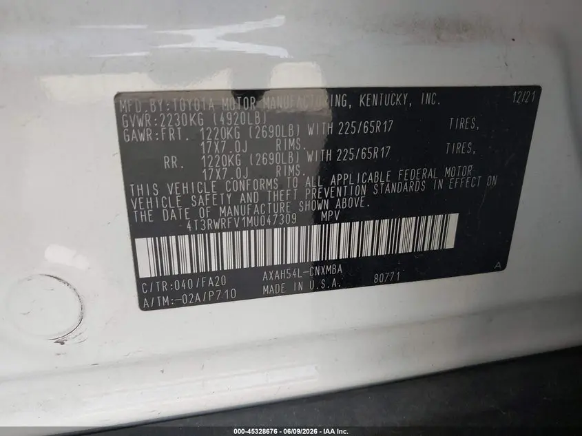 2021 TOYOTA RAV4 HYBRID XLE