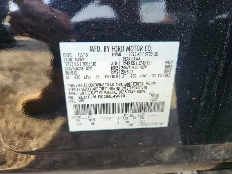 2016 LINCOLN MKX RESERVE  