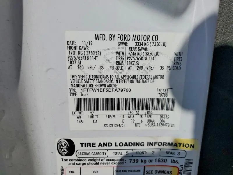 2013 FORD F150 SUPERCREW  