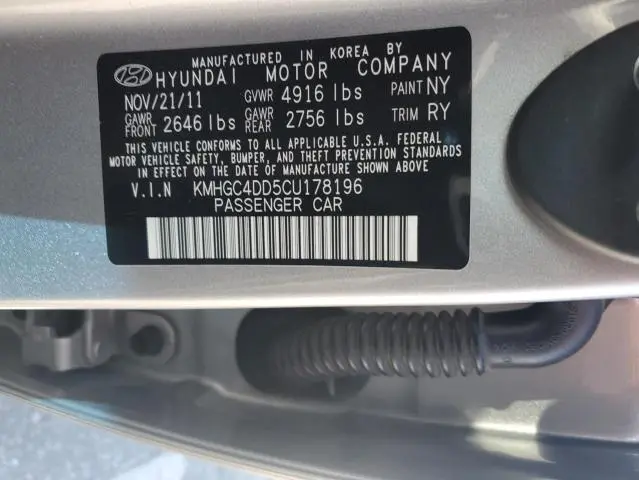 2012 HYUNDAI GENESIS 3.8L  