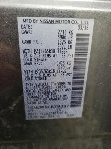 2016 NISSAN PATHFINDER S  