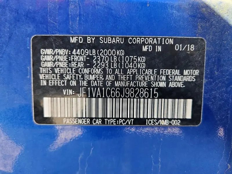 2018 SUBARU WRX PREMIUM  