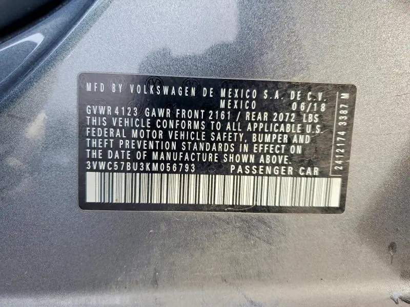 2019 VOLKSWAGEN JETTA S  