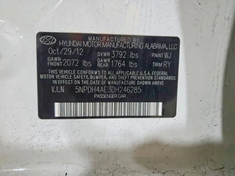 2013 HYUNDAI ELANTRA LIMITED  