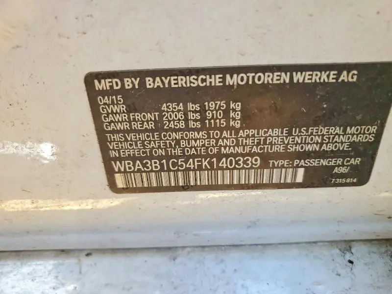 2015 BMW 320 I  