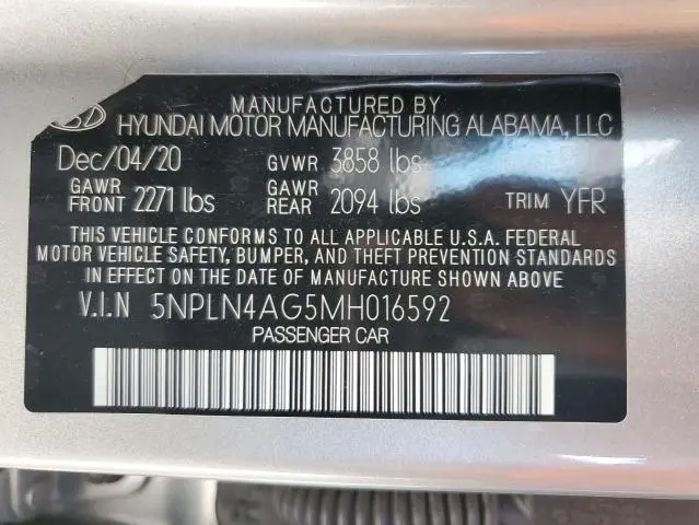 2021 HYUNDAI ELANTRA SEL  