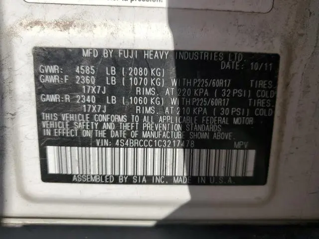 2012 SUBARU OUTBACK 2.5I PREMIUM  