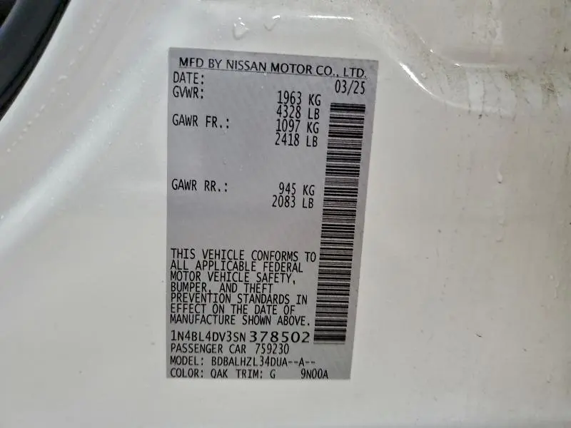 2025 NISSAN ALTIMA SV  