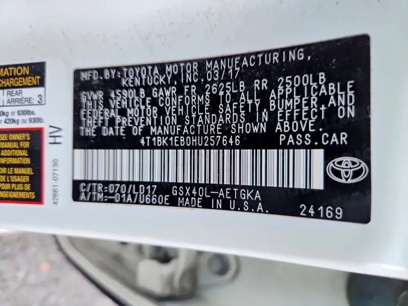 2017 TOYOTA AVALON XLE  