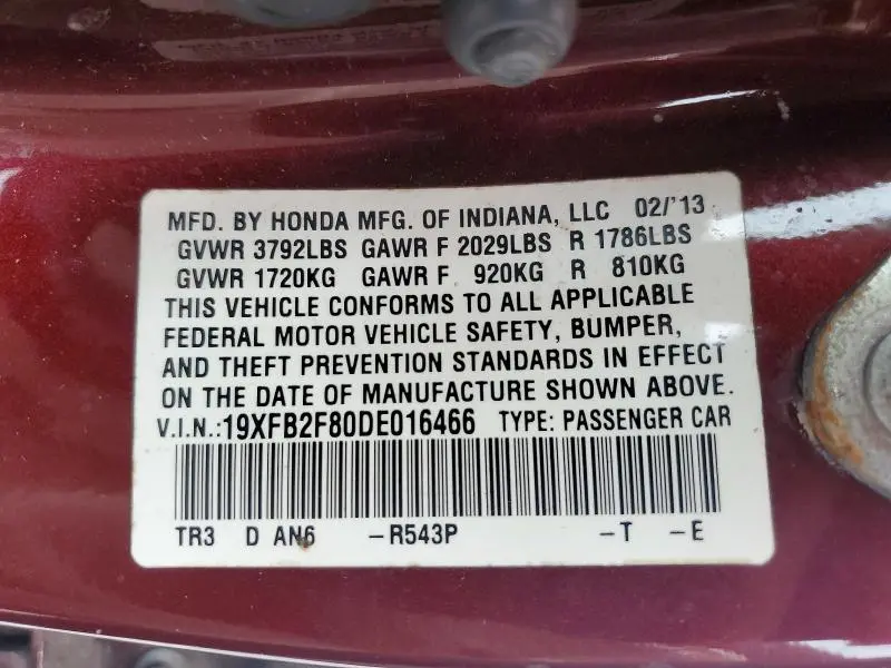 2013 HONDA CIVIC EX  