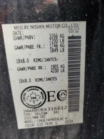 2012 NISSAN TITAN S  