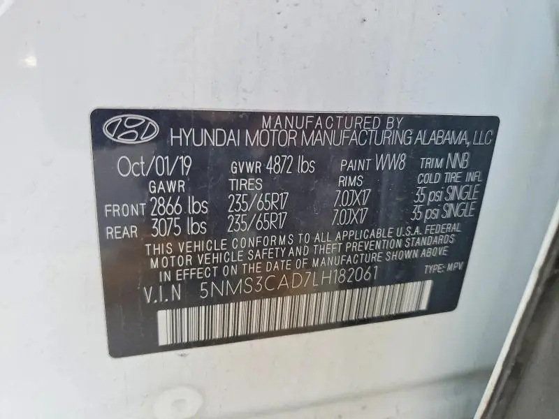 2020 HYUNDAI SANTA FE SEL  