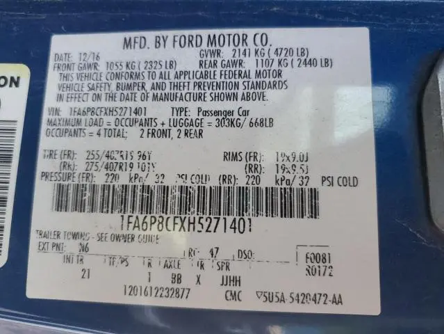 2017 FORD MUSTANG GT