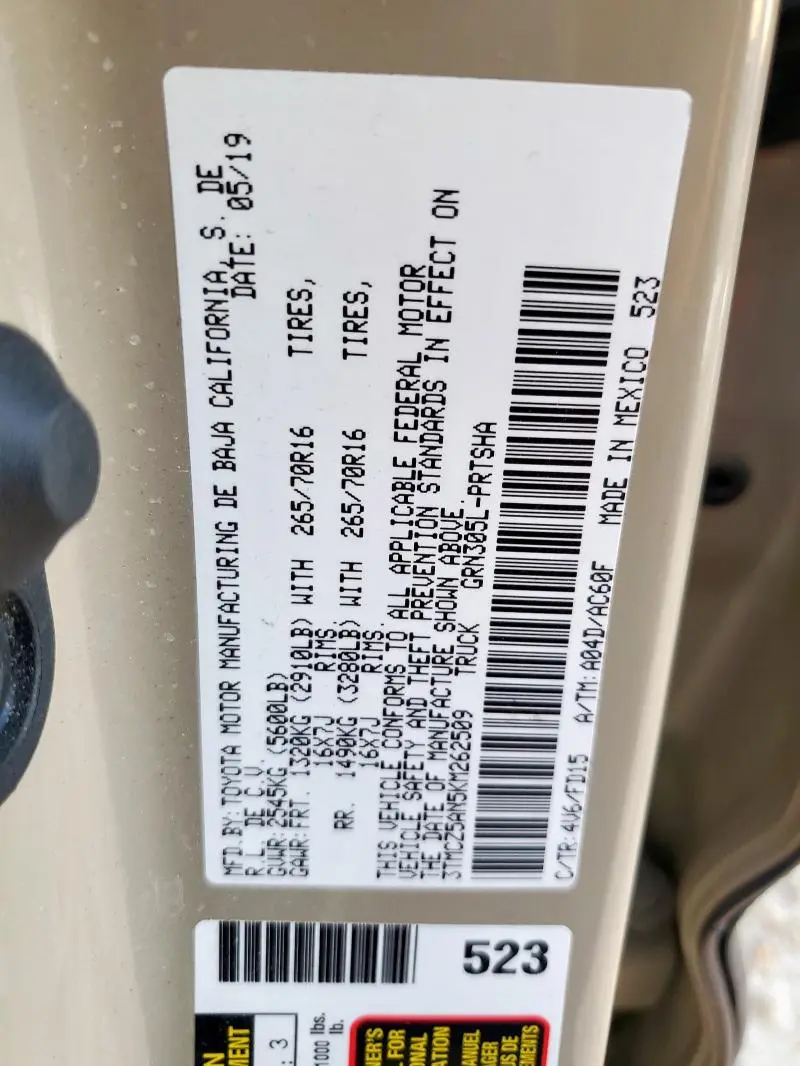 2019 TOYOTA TACOMA DOUBLE CAB  