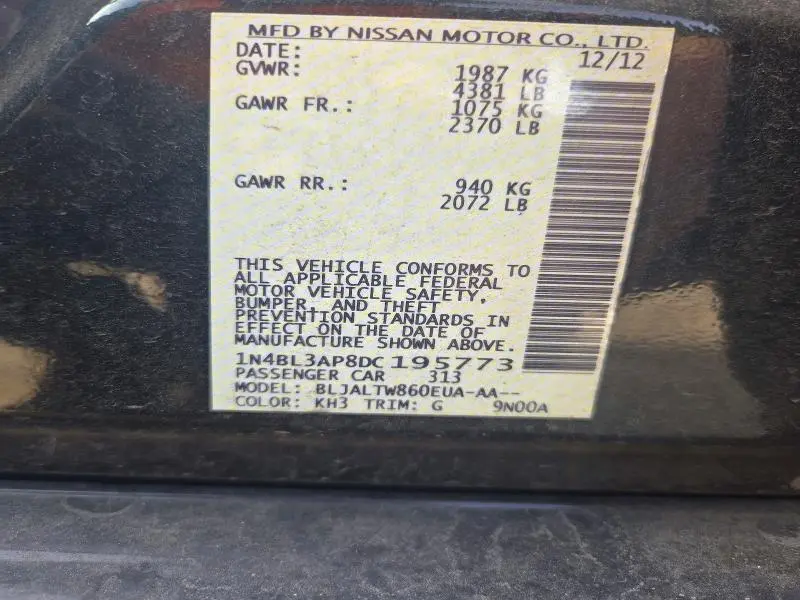 2013 NISSAN ALTIMA 3.5 S  
