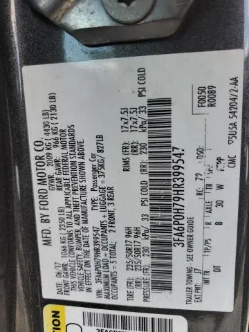 2017 FORD FUSION SE  