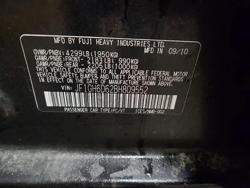 2011 SUBARU IMPREZA OUTBACK SPORT  