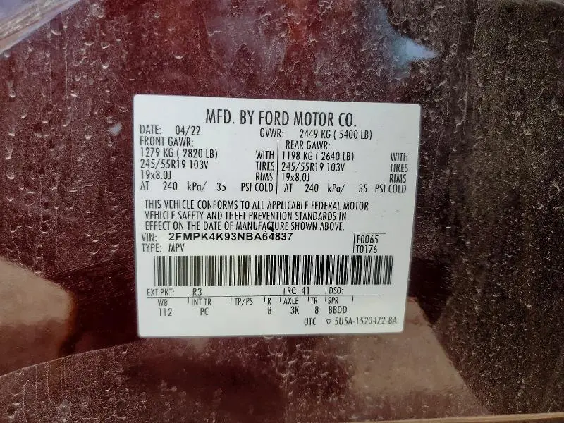 2022 FORD EDGE TITANIUM  