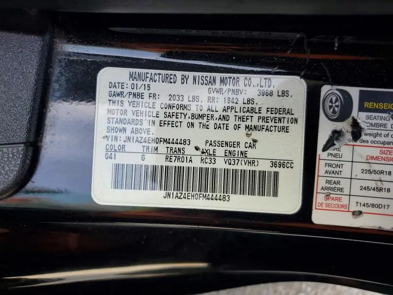 2015 NISSAN 370Z BASE  