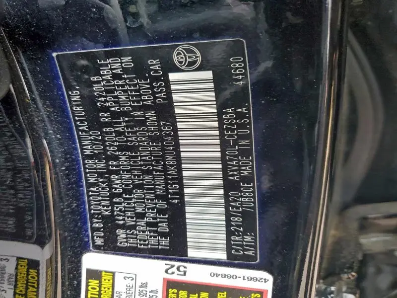 2021 TOYOTA CAMRY SE  