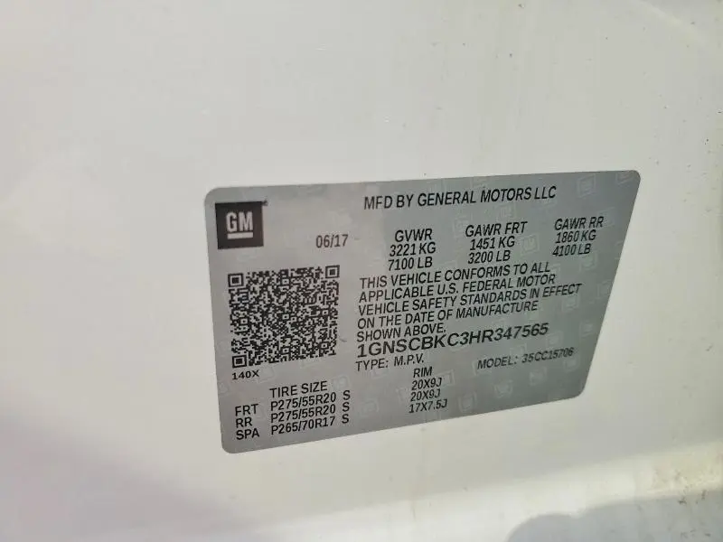 2017 CHEVROLET TAHOE C1500 LT  