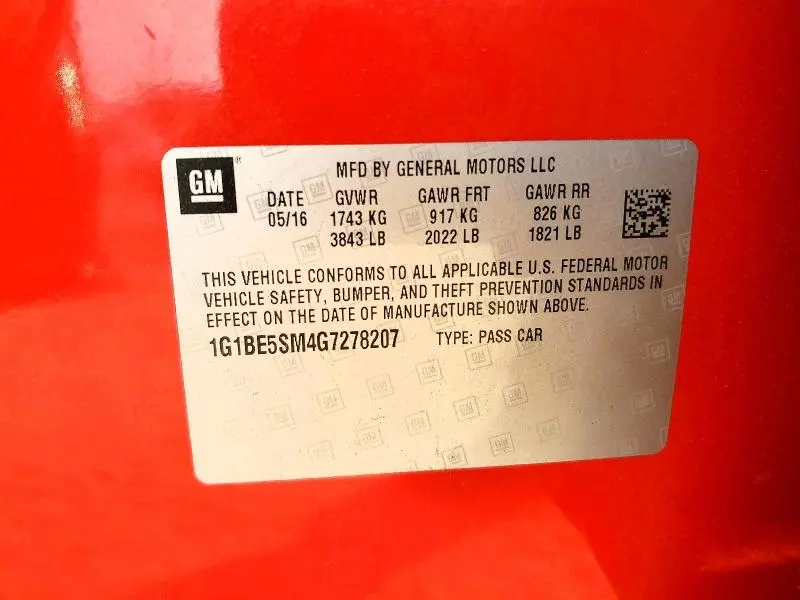 2016 CHEVROLET CRUZE LT  