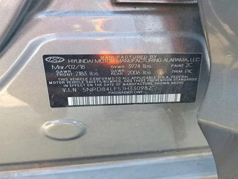 2018 HYUNDAI ELANTRA SEL  