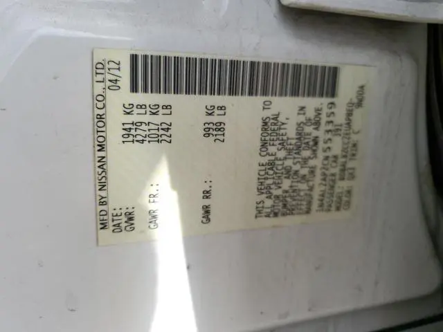 2012 NISSAN ALTIMA BASE  