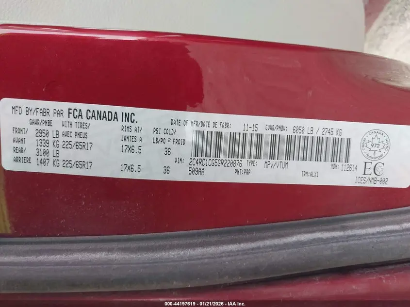 2016 CHRYSLER TOWN & COUNTRY TOURING-L