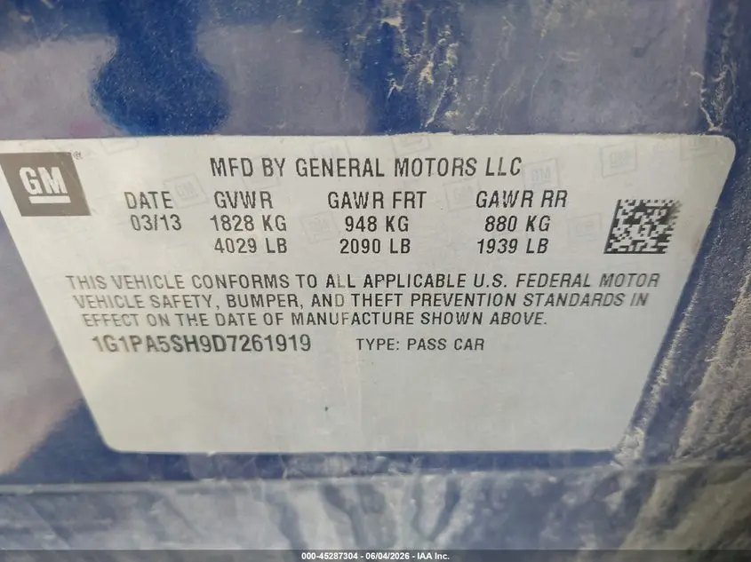 2013 CHEVROLET CRUZE LS AUTO