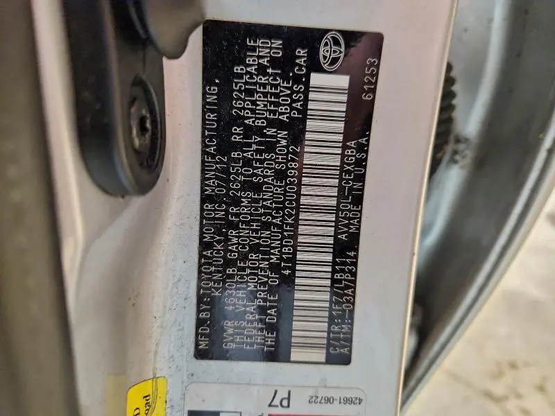 2012 TOYOTA CAMRY HYBRID  