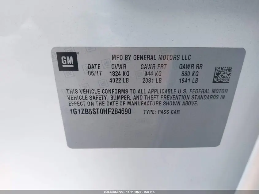 2017 CHEVROLET MALIBU LS