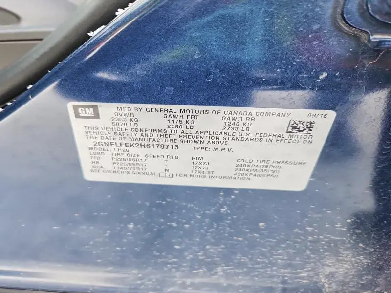2017 CHEVROLET EQUINOX LT  