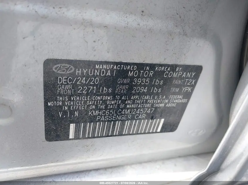 2021 HYUNDAI IONIQ HYBRID BLUE