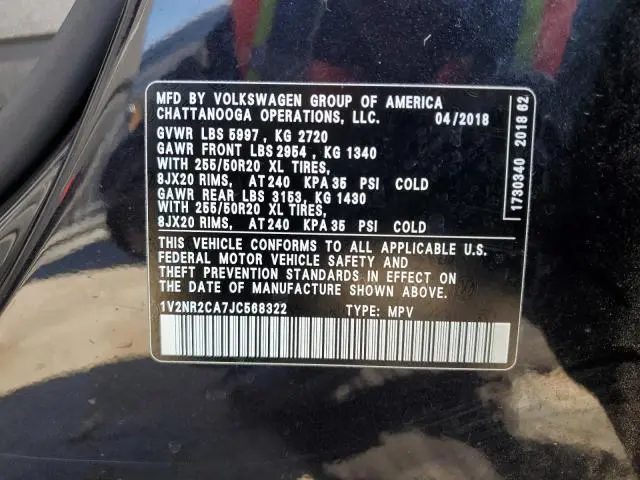 2018 VOLKSWAGEN ATLAS SEL PREMIUM  