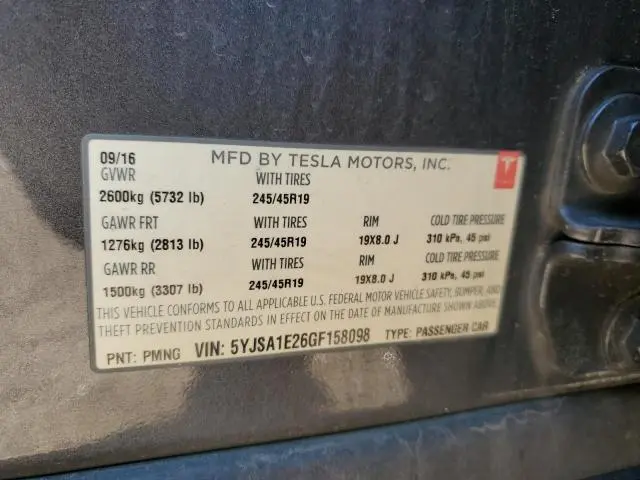 2016 TESLA MODEL S   