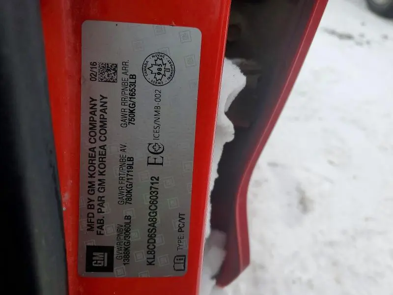 2016 CHEVROLET SPARK 1LT  