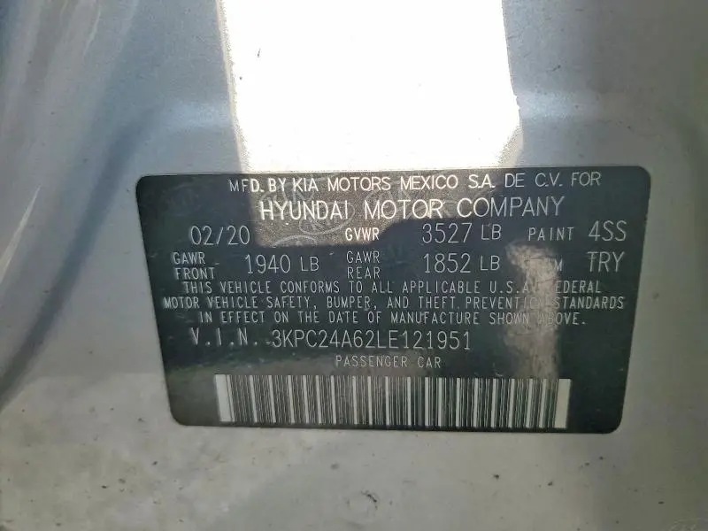 2020 HYUNDAI ACCENT SEL  