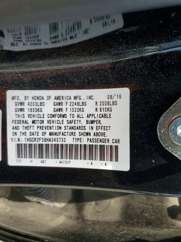 2017 HONDA ACCORD LX  