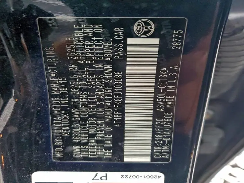 2015 TOYOTA CAMRY LE  