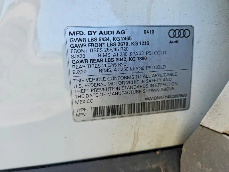 2019 AUDI Q5 PREMIUM PLUS  