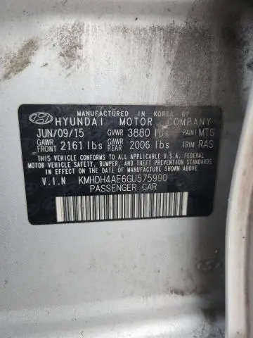 2016 HYUNDAI ELANTRA LIMITED  