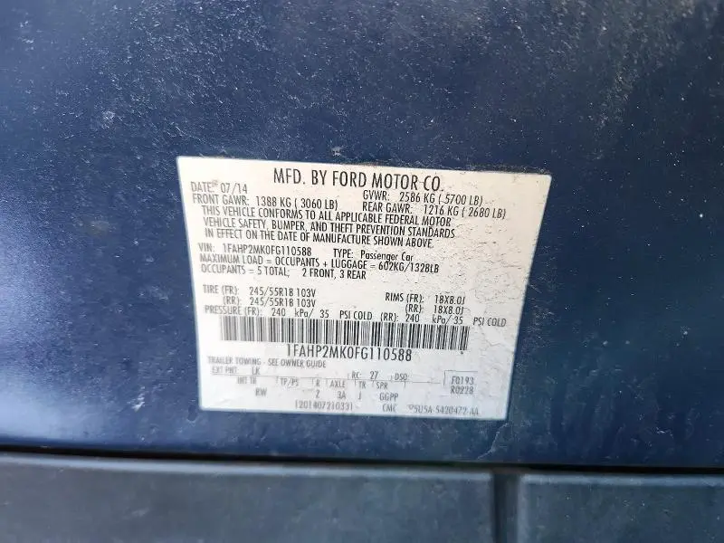 2015 FORD TAURUS POLICE INTERCEPTOR  