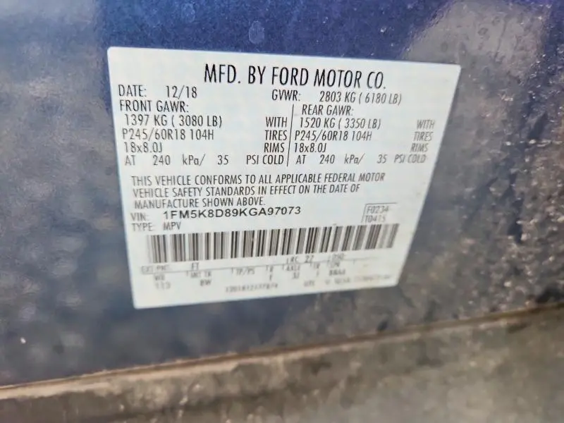 2019 FORD EXP XLT   