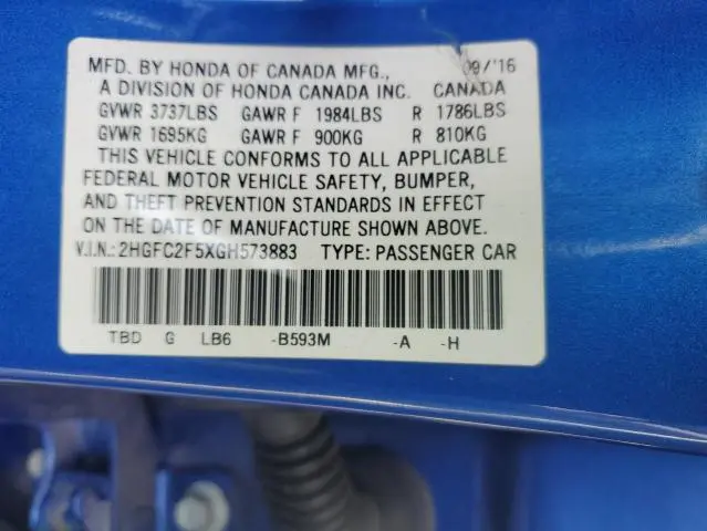 2016 HONDA CIVIC LX