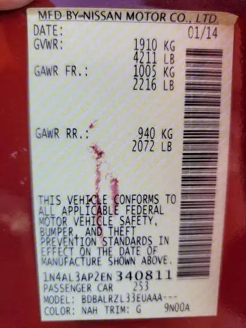 2014 NISSAN ALTIMA 2.5