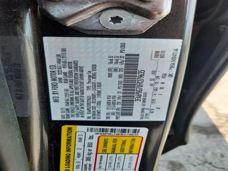 2015 FORD FUSION S  