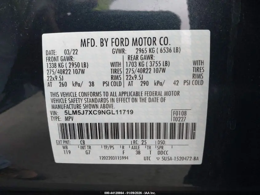 2022 LINCOLN AVIATOR RESERVE