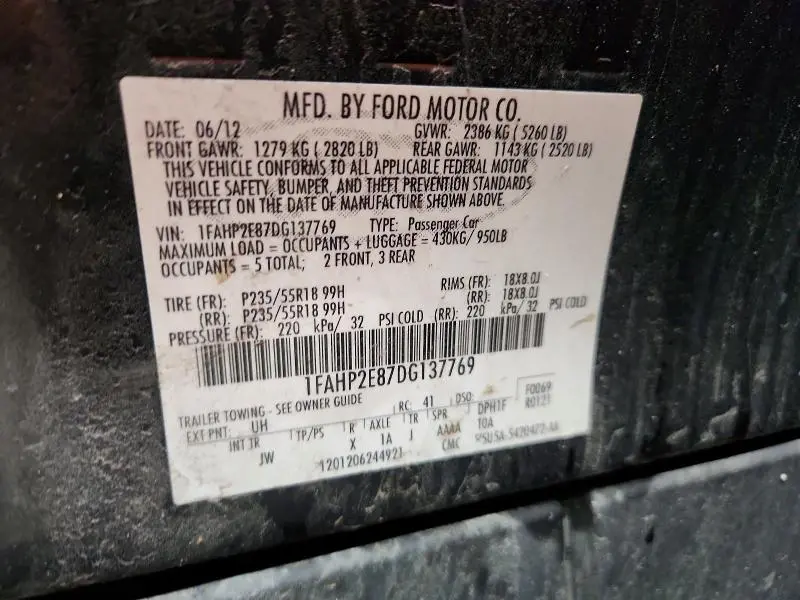 2013 FORD TAURUS SEL  