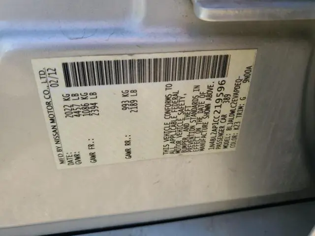 2012 NISSAN ALTIMA SR  